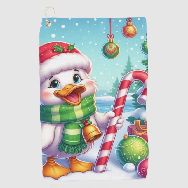 Cute Colourful Christmas duck Golf Towel (Front)