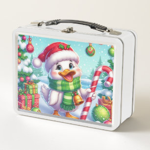 Cute Colourful Christmas duck Metal Lunch Box