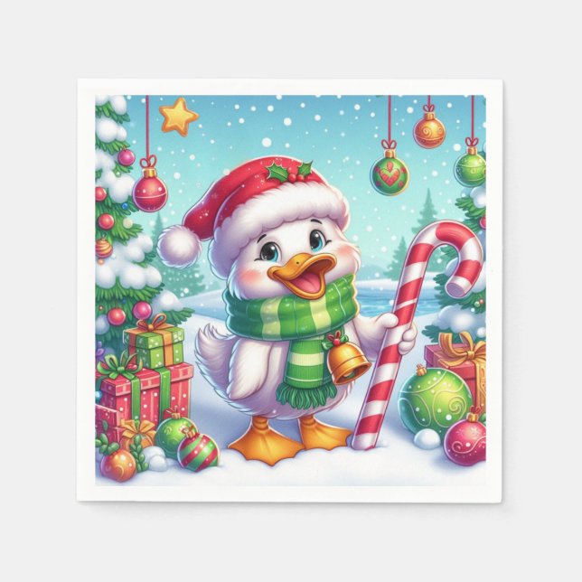 Cute Colourful Christmas duck Napkin (Front)