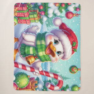 Cute Colourful Christmas duck Sherpa Blanket