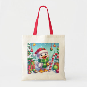 Cute Colourful Christmas duck Tote Bag