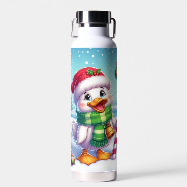 Cute Colourful Christmas duck Water Bottle (Front)