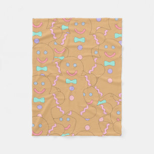 Cute Colourful Christmas Gingerbread Man Pattern Fleece Blanket