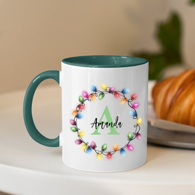 Cute colourful Christmas lights monogram Mug (Creator Uploaded)