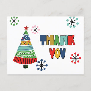 Cute Colourful Christmas Thank You Postcard