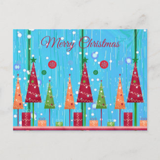 Cute, Colourful, Christmas Trees, Christmas Postcard