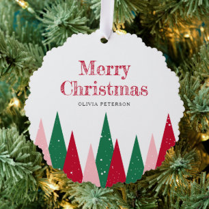 Cute Colourful Christmas Trees Modern Kids Tree Decoration Card