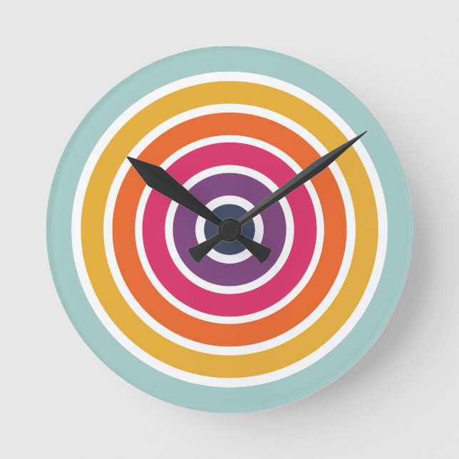 Cute Colourful Circles Pattern  Round Clock (Front)