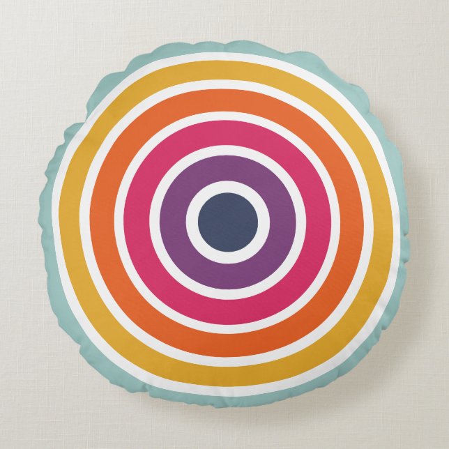 Cute Colourful Circles Pattern Round Cushion (Front)