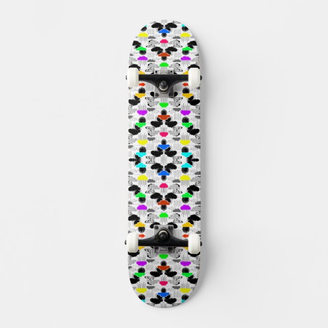 Cute colourful clouds patterns skateboard (Front)