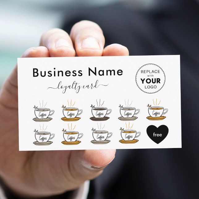 Cute Colourful Coffee Cup Drink Add Your Logo Hear Loyalty Card (Creator Uploaded)
