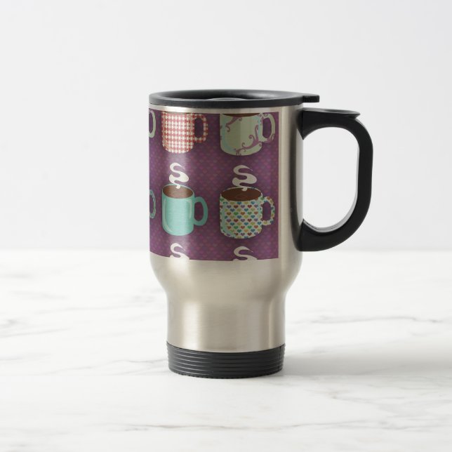 Cute Colourful Coffee Cups Illustrated Pattern (Right)