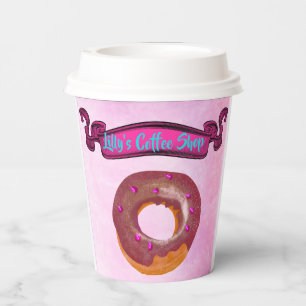 Cute Colourful Coffee Doughnut Shop Paper cup