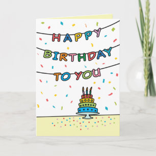 Cute Colourful Confetti and Streamers Birthday Car Card
