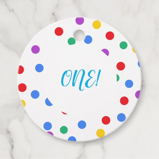 Cute Colourful Confetti Dots Favour Tag (Front)