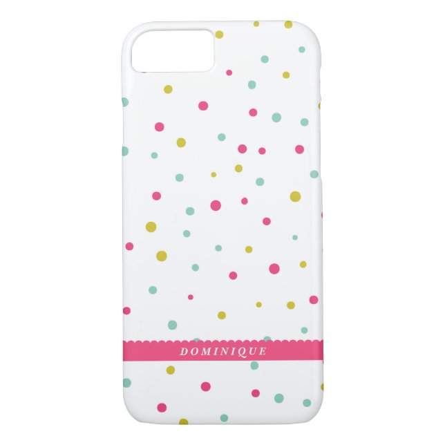Cute Colourful Confetti Dots Pattern Customisable Case-Mate iPhone Case (Back)