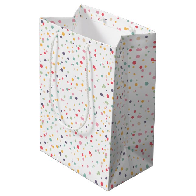 Cute Colourful Confetti Dots Pattern Medium Gift Bag (Back Angled)