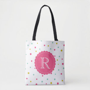 Cute Colourful Confetti Dots Pattern Monogram Bag