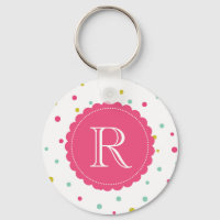 Cute Colourful Confetti Dots Pattern Monogram