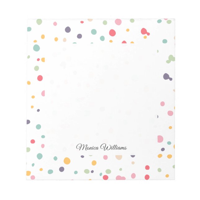 Cute Colourful Confetti Dots Pattern Notepad (Front)