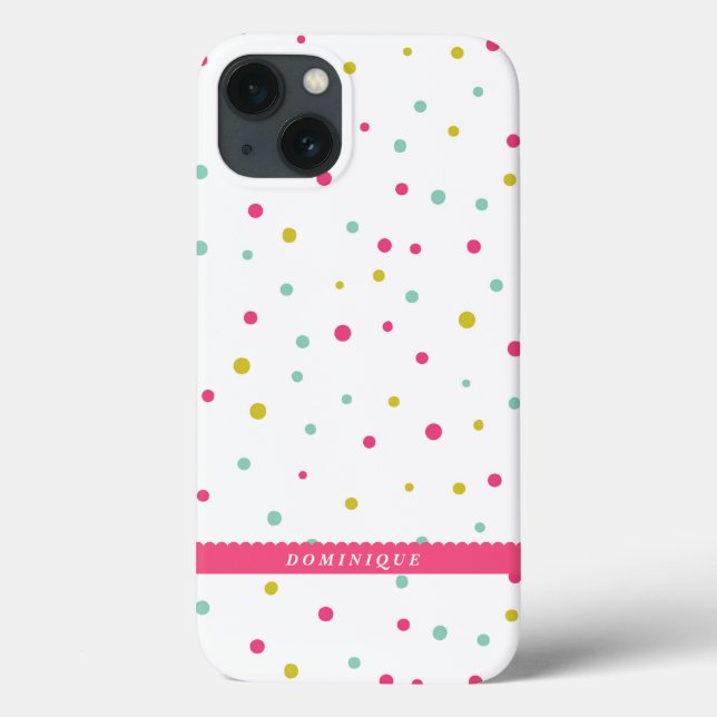Cute Colourful Confetti Dots Pattern Personalised Case-Mate iPhone Case (Back)