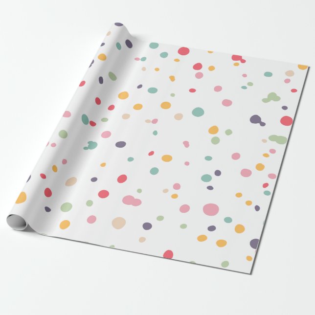Cute Colourful Confetti Dots Pattern Wrapping Paper (Unrolled)