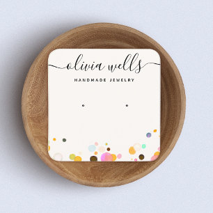 Cute Colourful Confetti Earring Jewellery Square Business Card