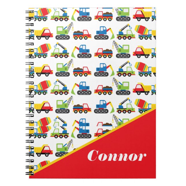 Cute Colourful Construction Vehicle Toy Cars  Notebook (Front)