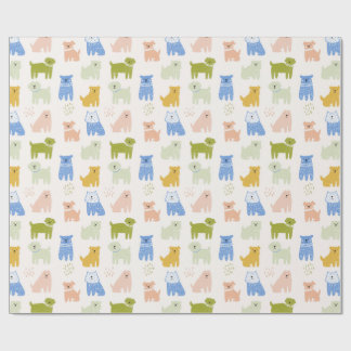 Cute Colourful Crayon Dogs Wrapping Paper