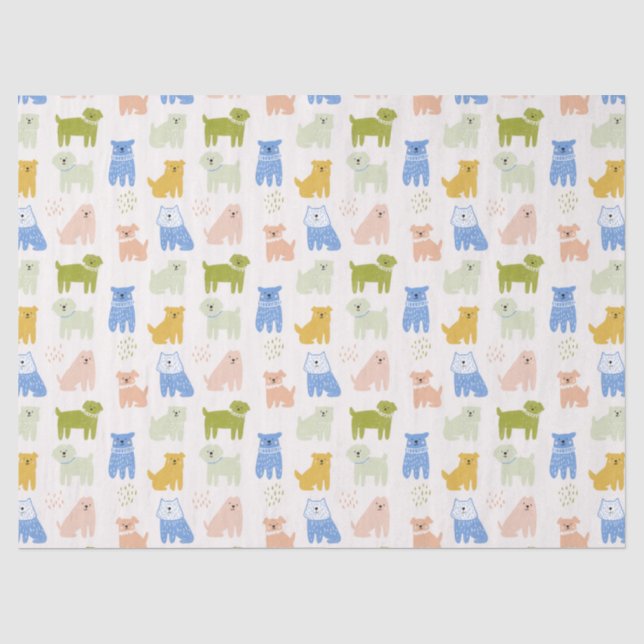 Cute Colourful Crayon Dogs Wrapping Paper  (Front)