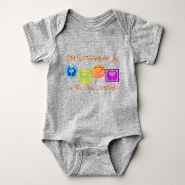 Cute Colourful Custom Multi Heart Blocks Baby Body Bodysuit (Front)