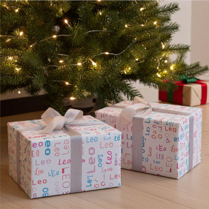 Cute Colourful Customised Name Gift Wrapping Paper