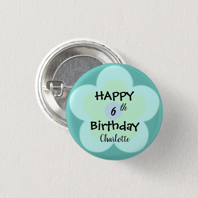 Cute colourful Daisy flower pattern Birthday name 3 Cm Round Badge (Front & Back)