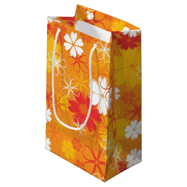 Cute Colourful Daisy Illustration Floral Pattern Small Gift Bag (Front Angled)