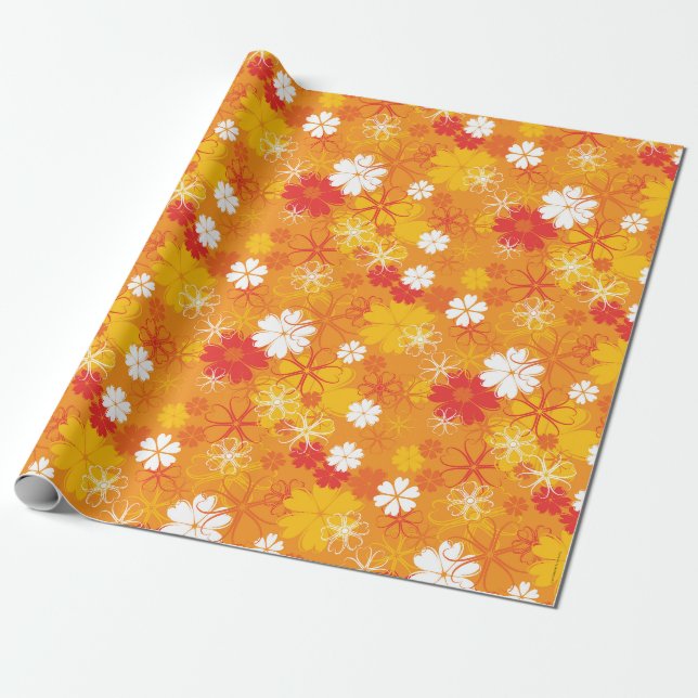 Cute Colourful Daisy Illustration Floral Pattern Wrapping Paper (Unrolled)