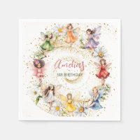 Cute Colourful Dancing Floral Fairies Gold Glitter