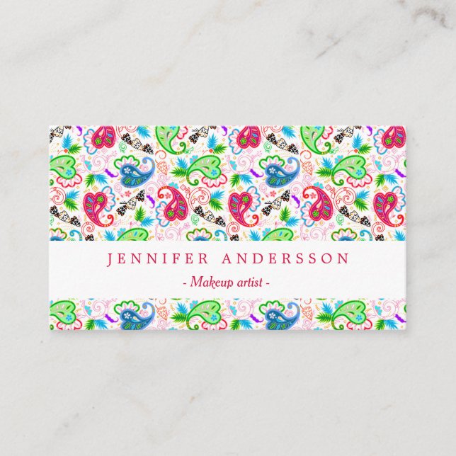 Cute colourful decorative flowers patterns business card (Front)