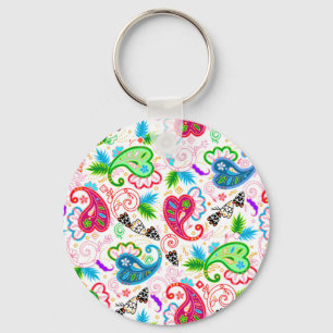 Cute colourful decorative flowers patterns key ring