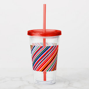 Cute colourful decorative stripes acrylic tumbler