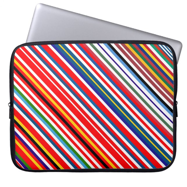 Cute colourful decorative stripes laptop sleeve (Front)