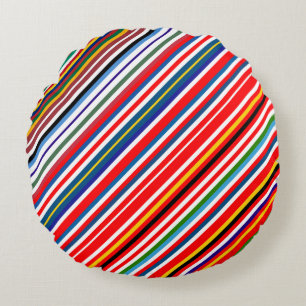 Cute colourful decorative stripes round cushion