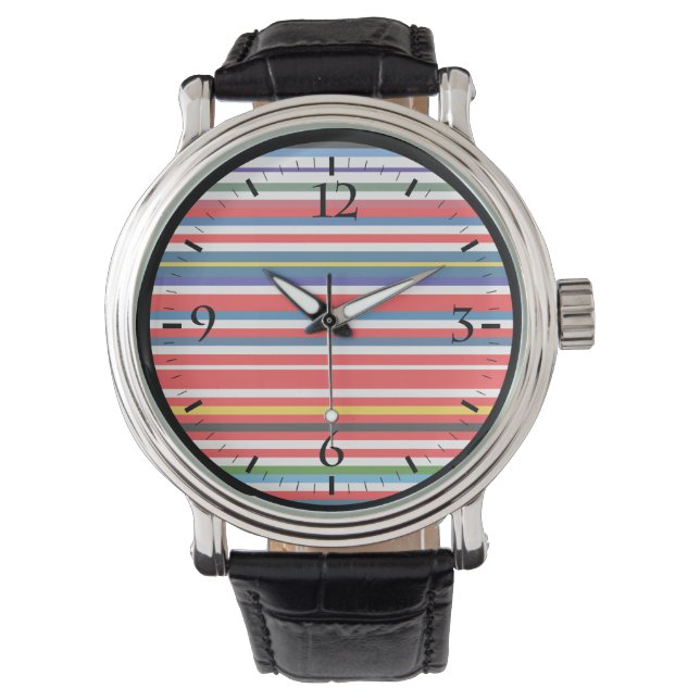 Cute colourful decorative stripes watch (Front)