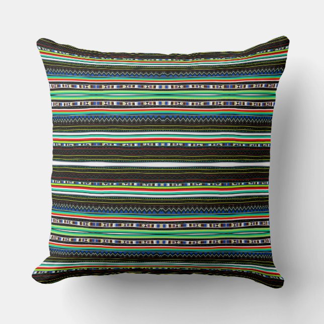 Cute colourful decorative tribal pattern cushion (Front)