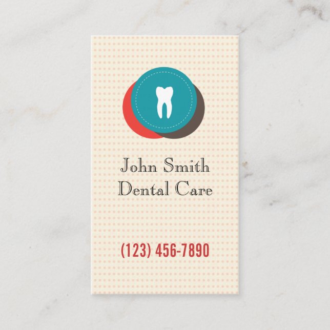 Cute Colourful Dental Care Polka Dots Business Car Card (Front)