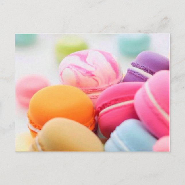 Cute Colourful Dessert French Macaron Postcard (Front)