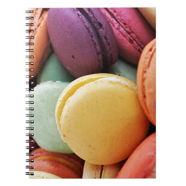 Cute Colourful Dessert French Macaron Spiral Notebook (Front)
