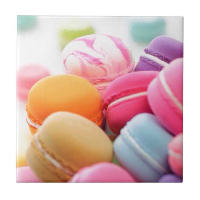 Cute Colourful Dessert French Macaron Tile (Front)