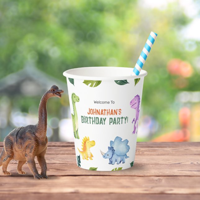 Cute Colourful Dinosaur Kids Birthday Party  Paper Cups (Cute Colorful Dinosaur Kids Birthday Party Paper Cups)