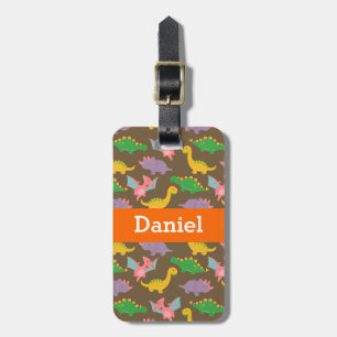 Cute Colourful Dinosaur Pattern for Kids Luggage Tag