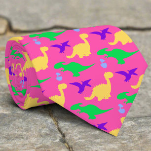 Cute Colourful Dinosaur Shape Pink Pattern Tie